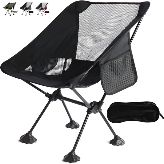 Folding Camping Chairs Outdoor with Carry Bag Portable Steel Frame Structure Leisure Chairs for Outside, Patio, Beach, Camping, Lawn, Hiking, Picnic, Fishing, Sport Indoor Outdoor. Black.